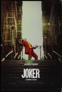 3g0823 JOKER int'l teaser DS 1sh 2019 Joaquin Phoenix as the DC Comics villain at the top of the steps!