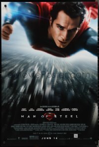 3g0855 MAN OF STEEL advance DS 1sh 2013 Henry Cavill in the title role as Superman flying!