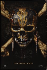 3g0888 PIRATES OF THE CARIBBEAN: DEAD MEN TELL NO TALES int'l teaser DS 1sh 2017 gold skull & crossbones!