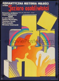 3g0081 JEZIORO OSOBLIWOSCI Polish 23x32 1973 cool art of lovers and blocks by Jakub Erol!