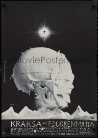 3g0086 MOST WONDERFUL EVENING OF MY LIFE Polish 23x32 1974 bizarre Starowieyski art of skull w/masks