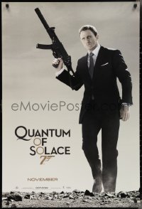 3g0900 QUANTUM OF SOLACE teaser 1sh 2008 Daniel Craig as Bond w/silenced H&K UMP submachine gun!