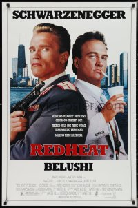3g0907 RED HEAT 1sh 1988 great image of cops Arnold Schwarzenegger & James Belushi!