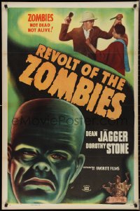 3g0909 REVOLT OF THE ZOMBIES 1sh R1947 cool artwork, they're not dead and they're not alive!