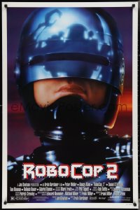 3g0912 ROBOCOP 2 DS 1sh 1990 great close up of cyborg policeman Peter Weller, sci-fi sequel!