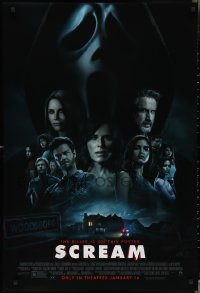 3g0922 SCREAM advance DS 1sh 2022 Cox, Arquette, Campbell, the killer is on this poster!