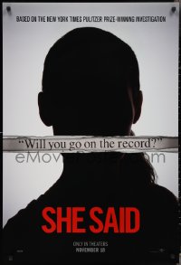 3g0928 SHE SAID teaser DS 1sh 2022 MeToo movement, Carey Mulligan, will you go on the record?