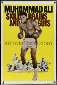 3g0934 SKILL BRAINS & GUTS 1sh 1975 best image of Muhammad Ali in boxing trunks & gloves raised!