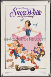 3g0936 SNOW WHITE & THE SEVEN DWARFS foil 1sh R1987 Walt Disney cartoon fantasy classic!
