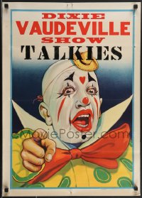 3g0488 DIXIE VAUDEVILLE SHOW TALKIES 20x28 special poster 1920s art of clown pointing finger, rare!