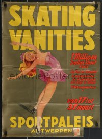 3g0508 SKATING VANITIES 1951 19x27 Dutch special poster 1951 art of a woman roller skating, rare!