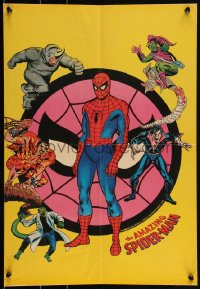 3g0510 SPIDER-MAN 16x23 special poster 1975 art of Spidey surrounded by villains!