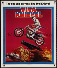 3g0517 VIVA KNIEVEL 27x33 special poster 1977 art of the daredevil jumping his motorcycle by Roy Anderson!