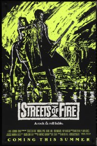 3g0958 STREETS OF FIRE advance 1sh 1984 Walter Hill, Riehm yellow dayglo art, a rock & roll fable!