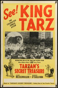 3g0967 TARZAN'S SECRET TREASURE advance 1sh 1941 King Tarz the lion toured the country, ultra rare!