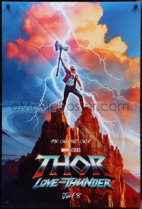3g0974 THOR: LOVE & THUNDER teaser DS 1sh 2022 Chris Hemsworth in title role holding axe on mountain!