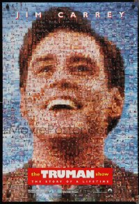 3g0990 TRUMAN SHOW teaser DS 1sh 1998 really cool mosaic art of Jim Carrey, Peter Weir