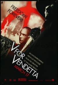 3g0998 V FOR VENDETTA teaser 1sh 2005 Wachowskis, Natalie Portman, Hugo Weaving, city in flames!