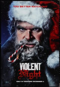 3g1006 VIOLENT NIGHT teaser DS 1sh 2022 creepy David Harbour as Santa Claus, you better watch out!