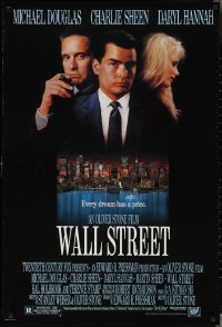 3g1009 WALL STREET 1sh 1987 Michael Douglas, Charlie Sheen, Daryl Hannah, Oliver Stone!