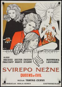 3g0117 QUEENS OF EVIL Yugoslavian 20x28 1970 really cool artwork by De Rossi, Queens of Evil!