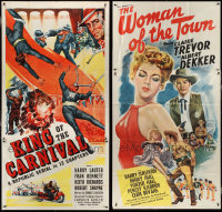 3h0131 LOT OF 3 FOLDED THREE-SHEETS 1940s-1950s King of the Carnival, Trader Tom, Woman of the Town