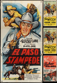 3h0130 LOT OF 4 FOLDED COWBOY WESTERN THREE-SHEETS 1940s-1950s a variety of great movie images!