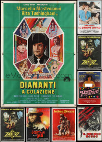 3h0108 LOT OF 8 FOLDED ITALIAN TWO-PANELS 1960s-1990s a variety of different movie images!