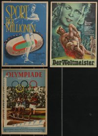 3h0424 LOT OF 3 UNFOLDED 8x12 EAST GERMAN SPORTS MOVIE POSTERS 1950s wrestling, running, discus!