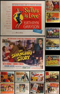 3h0665 LOT OF 15 UNFOLDED & FORMERLY FOLDED 1950S HALF-SHEETS 1950s from a variety of movies!