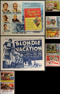 3h0671 LOT OF 13 MOSTLY FORMERLY FOLDED 1950S HALF-SHEETS 1950s great images from a variety of different movies!