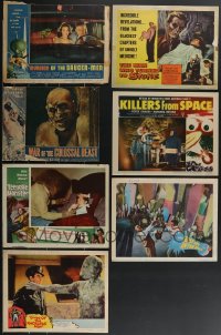 3h0249 LOT OF 7 HORROR/SCI-FI LOBBY CARDS 1950s-1960s great titles in much lesser condition!