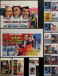 3h0734 LOT OF 22 FORMERLY FOLDED BELGIAN POSTERS 1960s-1980s a variety of cool movie images!