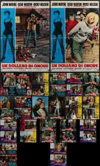 3h0648 LOT OF 36 FORMERLY FOLDED ITALIAN 19X27 PHOTOBUSTAS 1970s a variety of movie scenes!