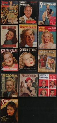 3h0286 LOT OF 13 1940S MOVIE MAGAZINES 1940s cool covers + filled with great images & articles!