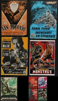 3h0417 LOT OF 9 MOSTLY UNCUT MOSTLY ERROL FLYNN FRENCH PRESSBOOKS 1950s-1960s great images!