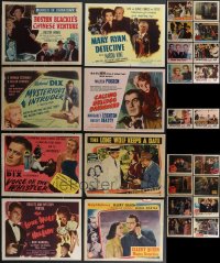 3h0240 LOT OF 26 1940S-60S HOLLYWOOD DETECTIVE LOBBY CARDS 1940s-1960s great movie sleuth images!