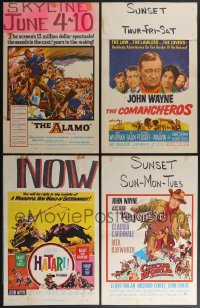 3h0115 LOT OF 4 MOSTLY FORMERLY FOLDED JOHN WAYNE WINDOW CARDS 1960s Alamo, Comancheros & more!