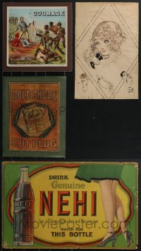 3h0045 LOT OF 4 MISCELLANEOUS ITEMS 1930s-1950s Nehi soda, Gold Shore tobacco & more!