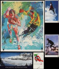 3h0800 LOT OF 5 UNFOLDED TRAVEL POSTERS 1970s-2000s skiing, snowboarding, bicycling & more!