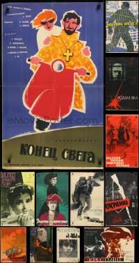 3h0776 LOT OF 14 FORMERLY FOLDED RUSSIAN POSTERS 1950s-1960s a variety of cool movie images!