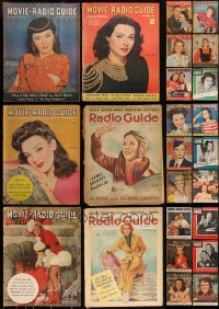 3h0268 LOT OF 30 MOVIE & RADIO GUIDE MOVIE MAGAZINES 1940s great cover art + cool images & articles!
