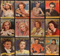 3h0283 LOT OF 13 PHOTOPLAY 10 1/2X14 MOVIE MAGAZINES 1930s-1940s great images & articles!