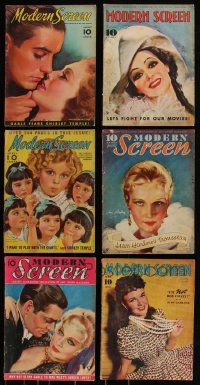 3h0312 LOT OF 6 MODERN SCREEN MOVIE MAGAZINES 1930s-1940s filled with great images & articles!