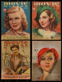 3h0322 LOT OF 4 MOVIE MIRROR MOVIE MAGAZINES 1930s-1940s filled with great images & articles, cool covers!