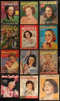 3h0287 LOT OF 12 MOVIE MAGAZINES 1930s-1940s filled with great images & articles, cool covers!