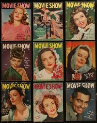3h0302 LOT OF 9 MOVIE SHOW MOVIE MAGAZINES 1940s filled with great images & articles!