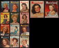 3h0278 LOT OF 14 MOVIELAND MOVIE MAGAZINES 1940s filled with great images & articles!
