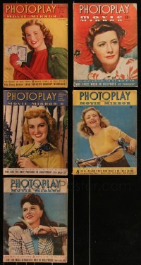 3h0315 LOT OF 5 PHOTOPLAY MOVIE MAGAZINES 1940s filled with great images & articles!