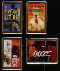 3h0508 LOT OF 4 JAMES BOND METAL CIGARETTE CASES 1990s From Russia With Love, Moonraker & more!